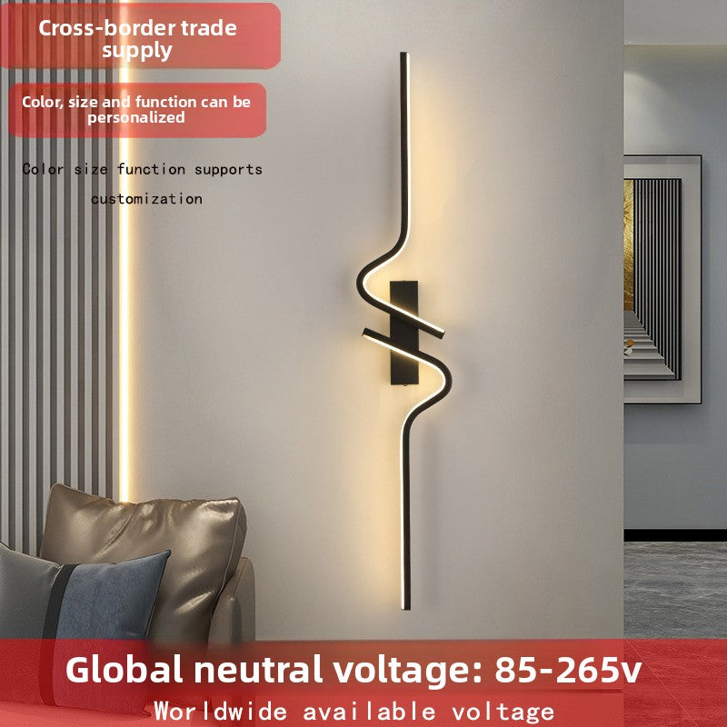 Modern wall-mounted light fixture in a room setting with neutral voltage information.