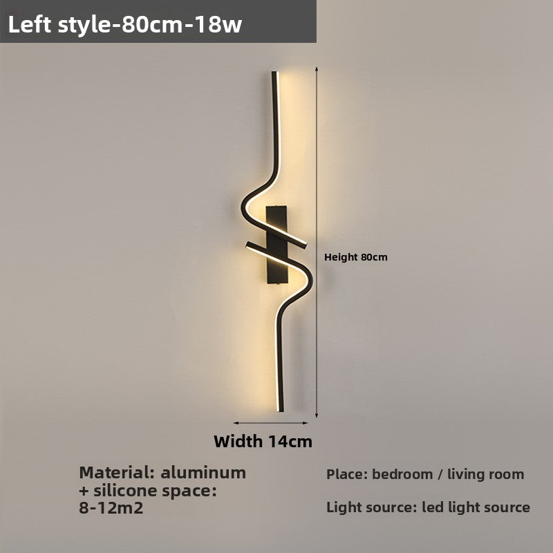 Wall-mounted light fixture with dimensions and material details on a gray background