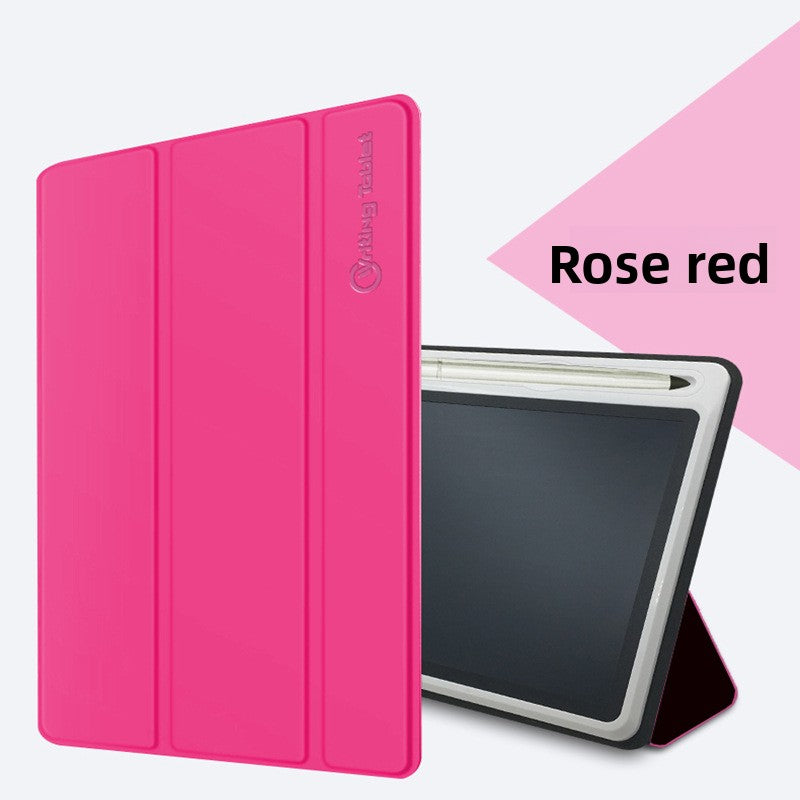 Rose red tablet case with brand name on a white background