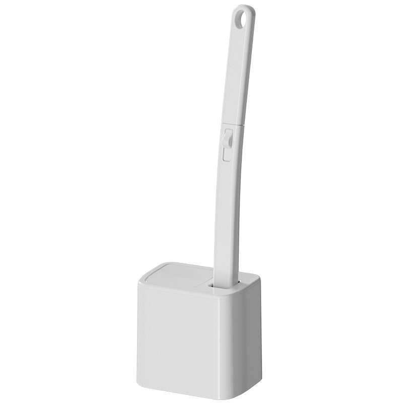 White toilet brush with holder on a white background
