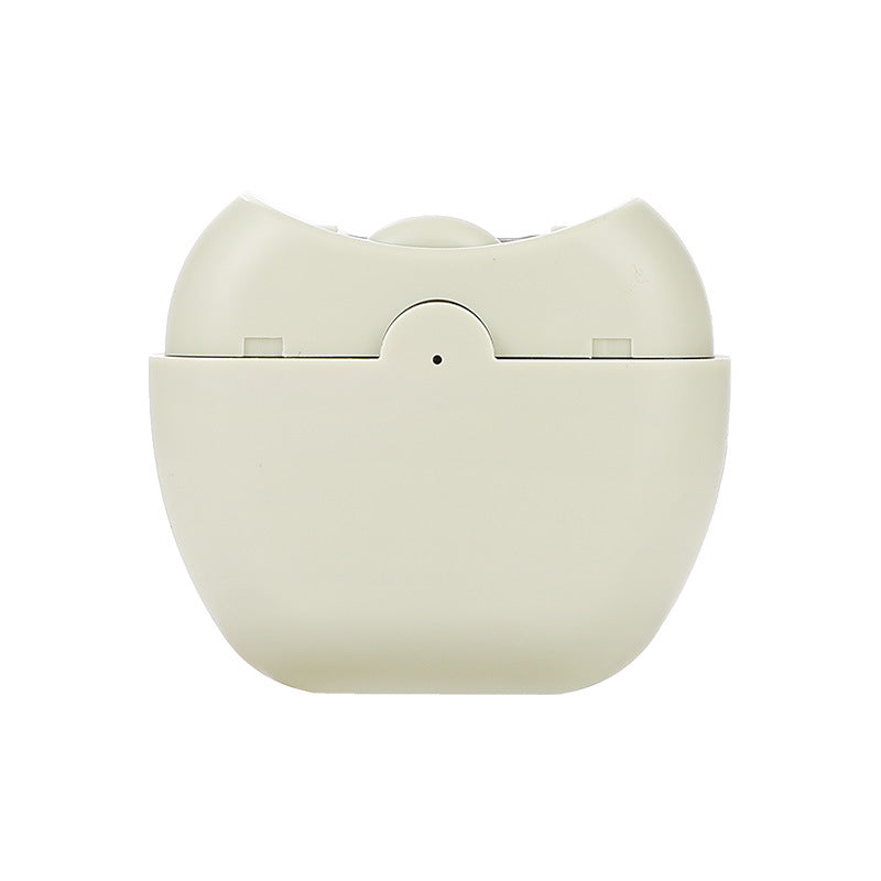 Beige wireless earbud case on a white background
