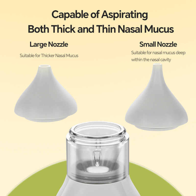 Nasal aspirator with large and small nozzles on a beige background