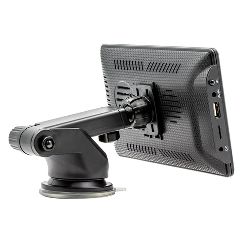 Car monitor with a suction cup mount on a white background