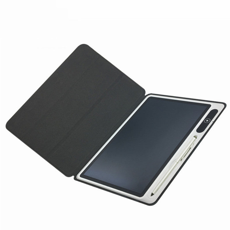 Black tablet case with a stylus on a white background