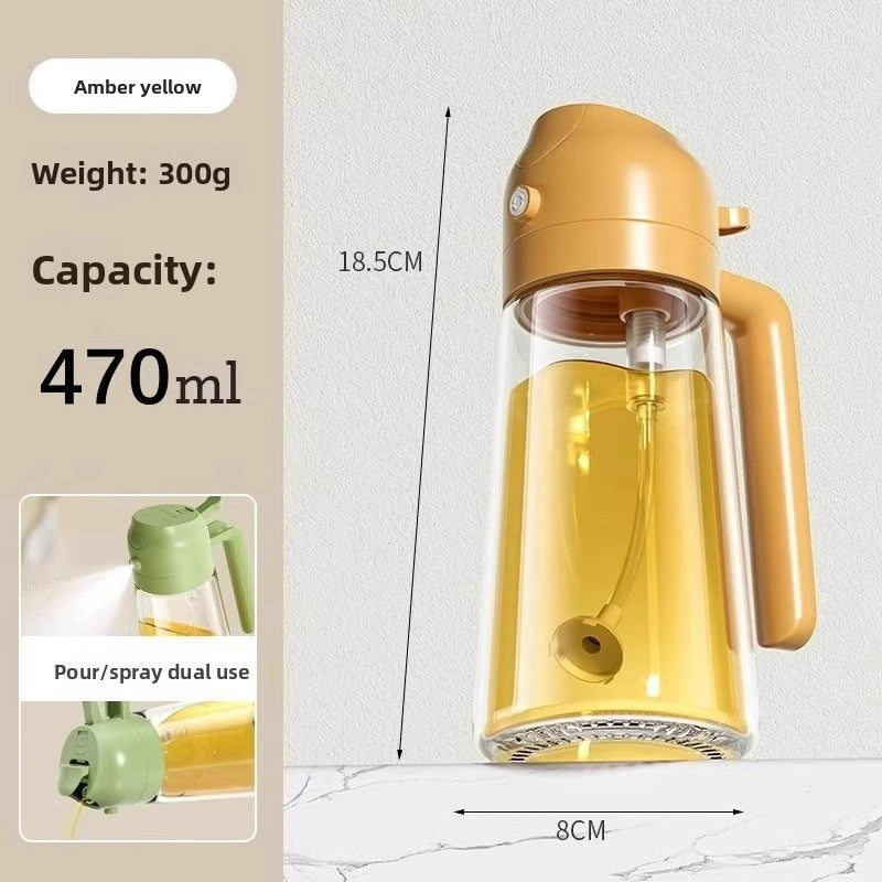 Gold-colored bottle with measurement details on a light gray background