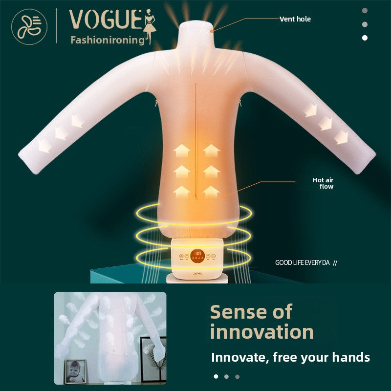 Innovative garment with labeled features on a dark green background, featuring the Vogue logo.