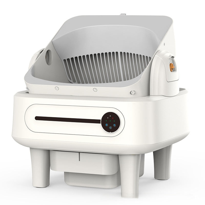 White pet smart litter box on a white background
