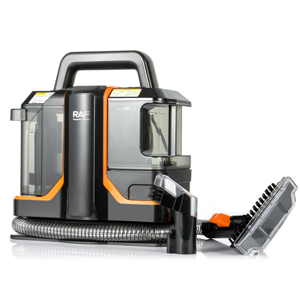 RAF vacuum cleaner with attachments on a white background