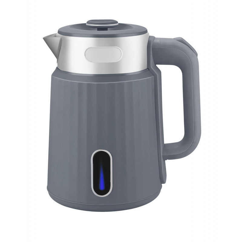 Gray electric kettle with a silver lid on a white background