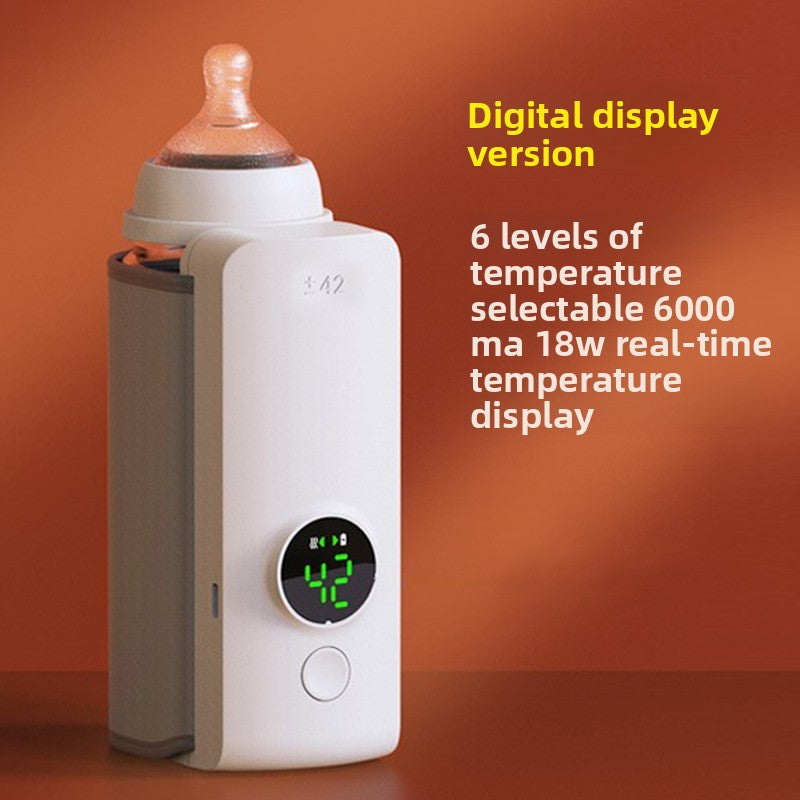 Baby bottle warmer with digital display on an orange background