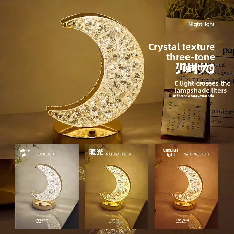 Crystal Moon Table Lamp with USB Charging, Ramadan Decoration - iorahome