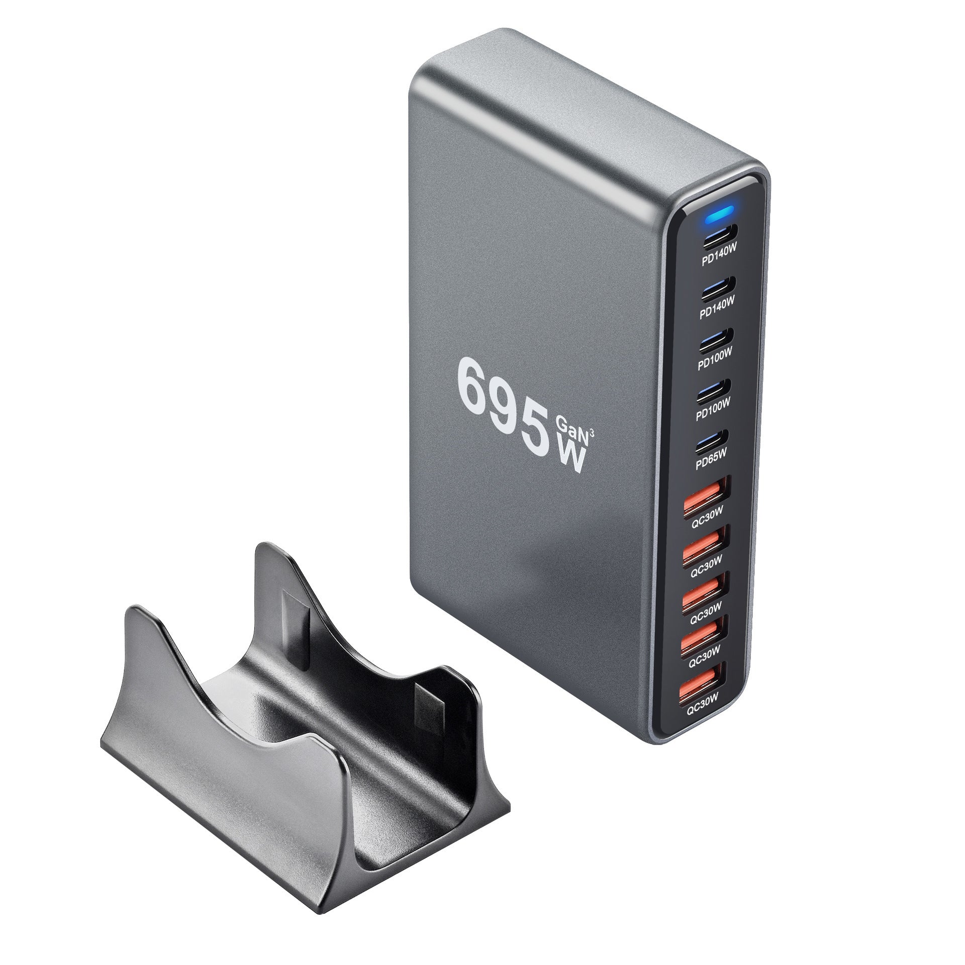 695W power adapter with multiple USB ports on a white background