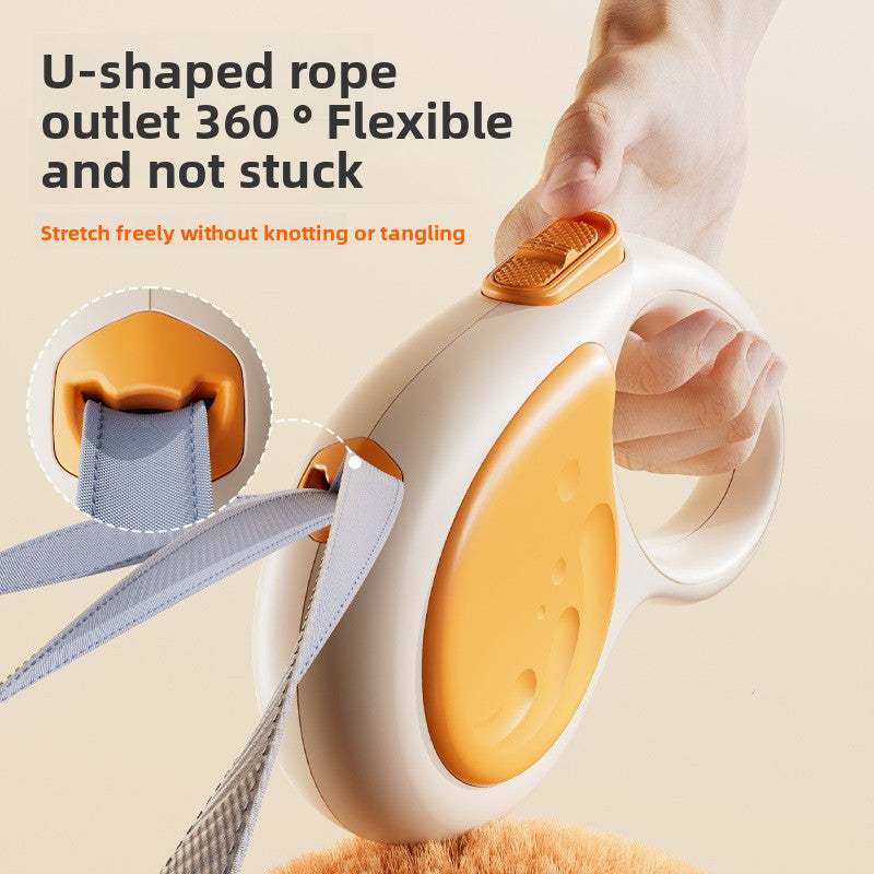 Dog leash holder with U-shaped rope outlet, showing flexibility and ease of use.