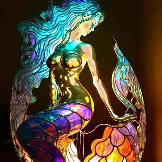 Colorful mermaid illustration with a dark background