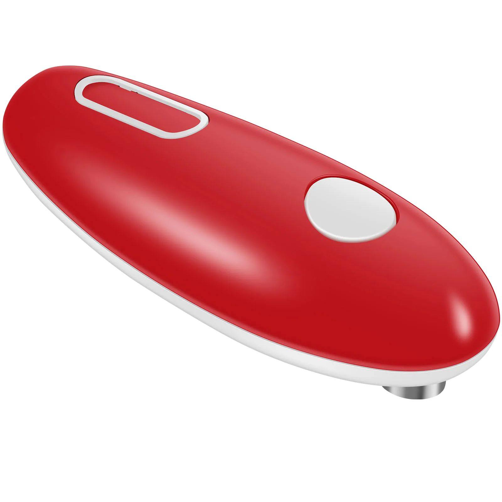 Red and white electronic device on a white background
