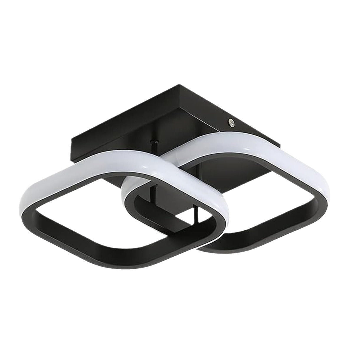 Modern ceiling light fixture with black and white design on a white background