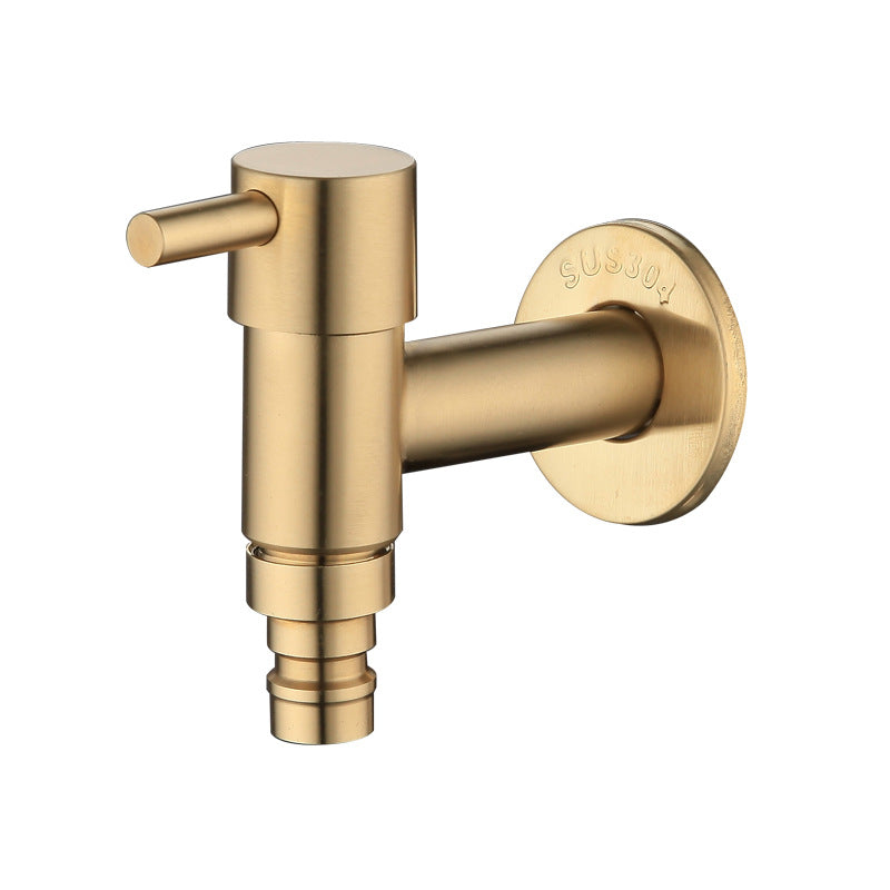 Gold-colored wall-mounted faucet on a white background