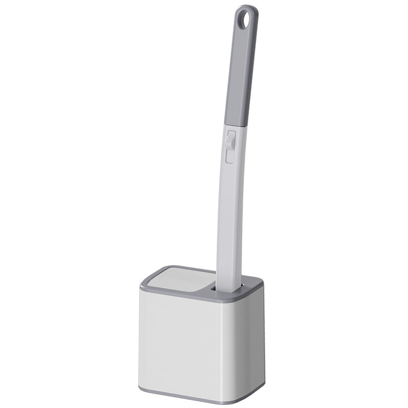 Gray and white toilet brush with holder on a white background