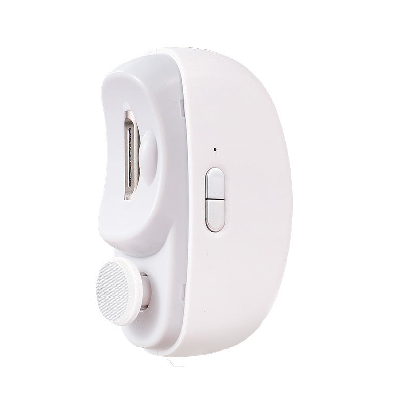White wireless earbud on a white background