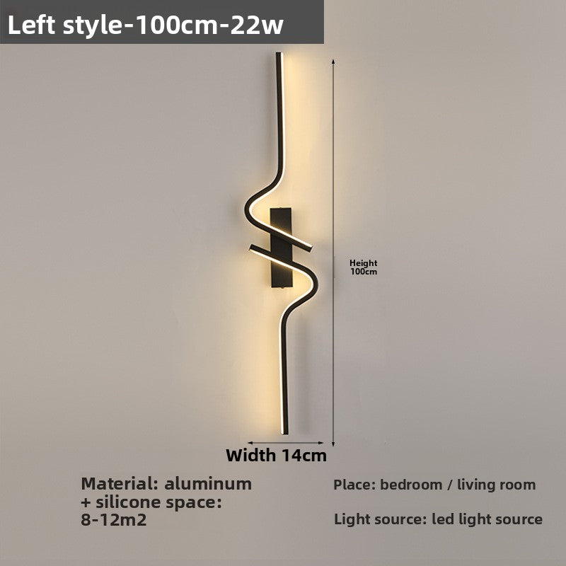 Wall-mounted light fixture with dimensions and material details on a gray background