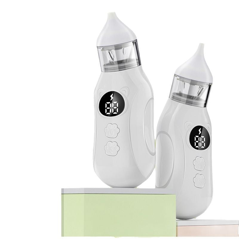 Two white electronic devices with digital displays on a white background