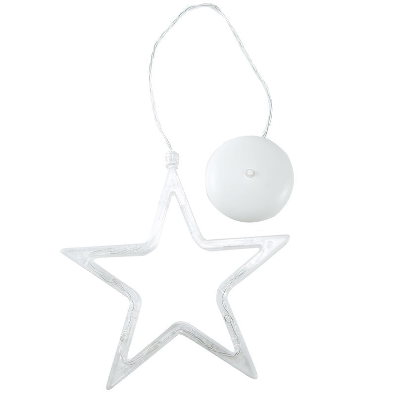 Star-shaped white ornament with a spherical top on a white background
