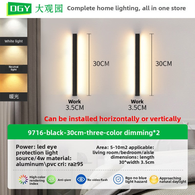 Wall-mounted light fixture with dimensions and installation instructions on a white background