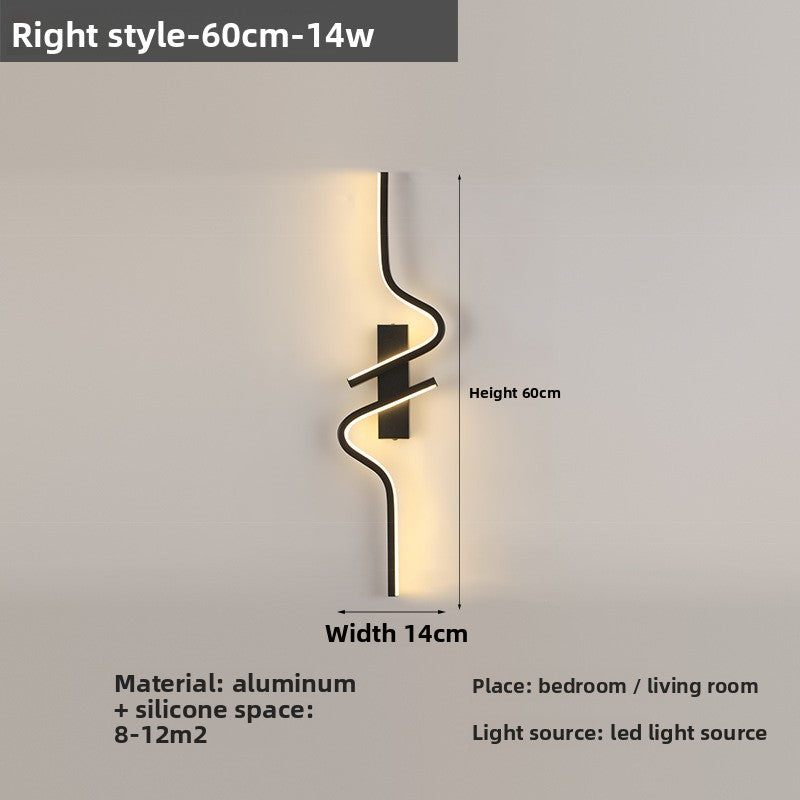 Wall-mounted light fixture with dimensions and material details on a gray background