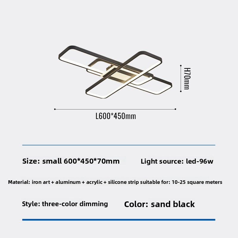 Ceiling light fixture with dimensions and specifications on a white background