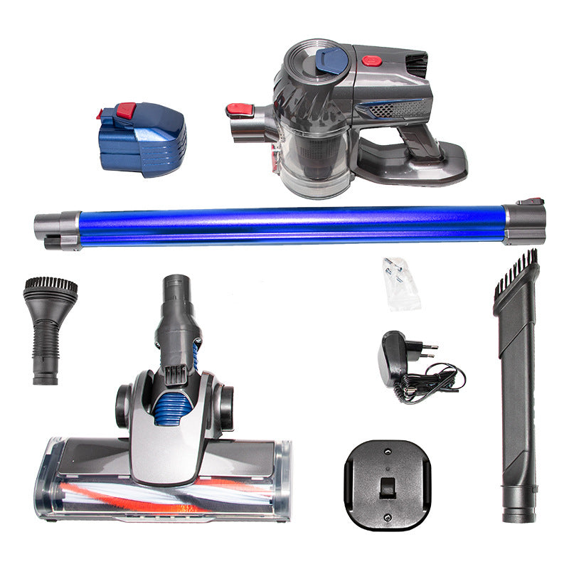 Collection of Dyson vacuum cleaner parts on a white background