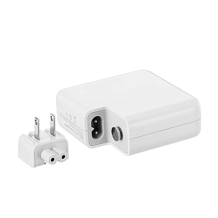 White power adapter with plug on a white background