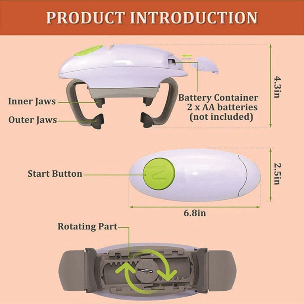 Product introduction diagram of a device with labeled parts and dimensions on a peach background.