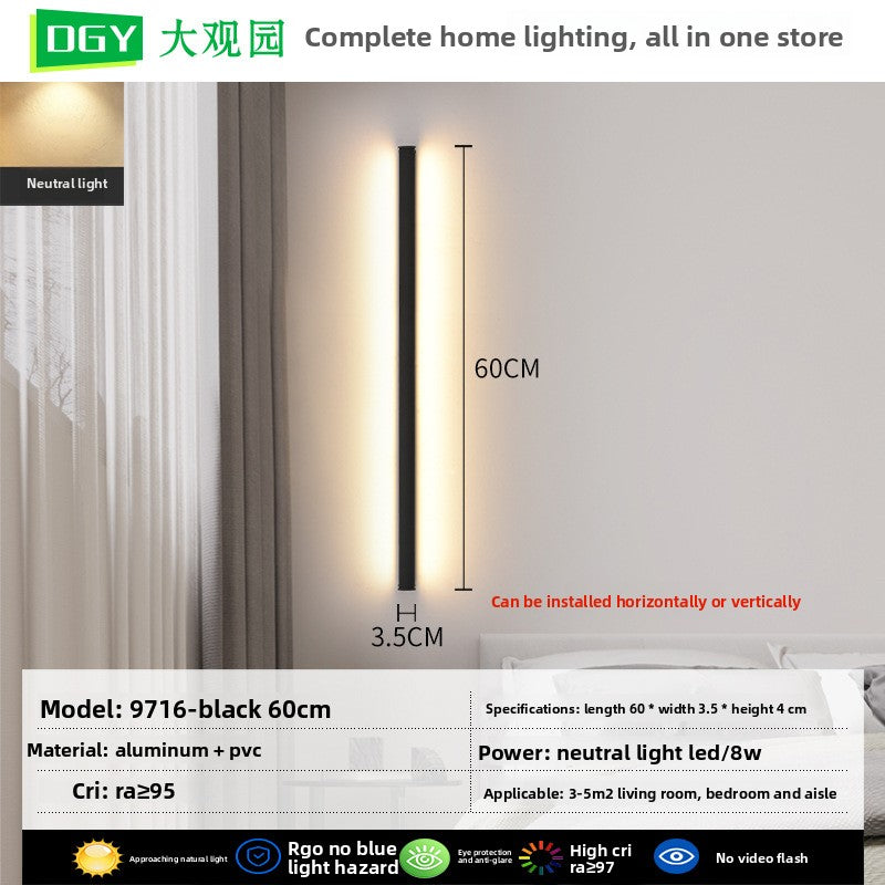 Wall-mounted light fixture with dimensions and installation information on a neutral background