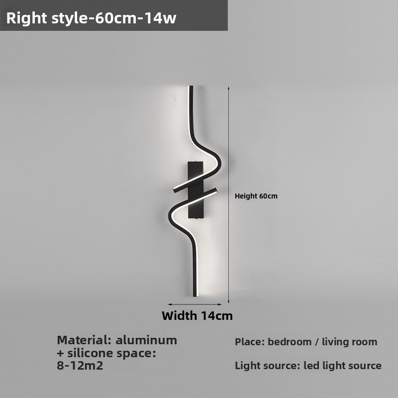 Wall-mounted light fixture with dimensions and material details on a gray background