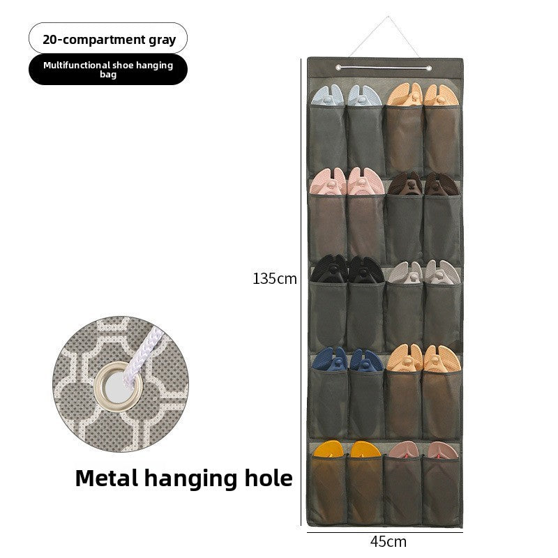 Multifunctional shoe hanging bag with 20 compartments on a white background
