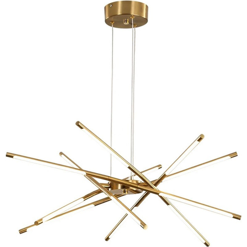 Gold modern chandelier on a white background