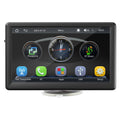 Car multimedia system display with various icons on a white background