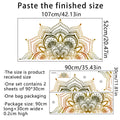 Decorative wall decal with gold and white mandala design, including size measurements and packaging details.