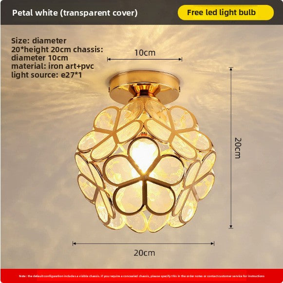 Ceiling light fixture with dimensions and product details on a gray background