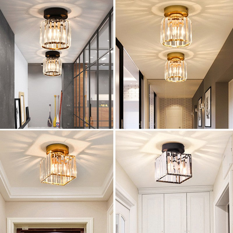 Collage of four ceiling lights in different styles and settings.