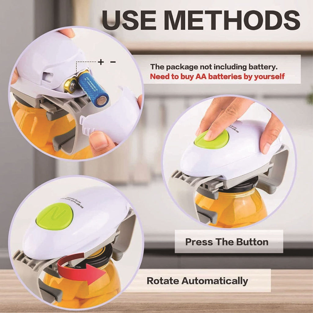 Instructions for using a device with circular components and a hand pressing a button.
