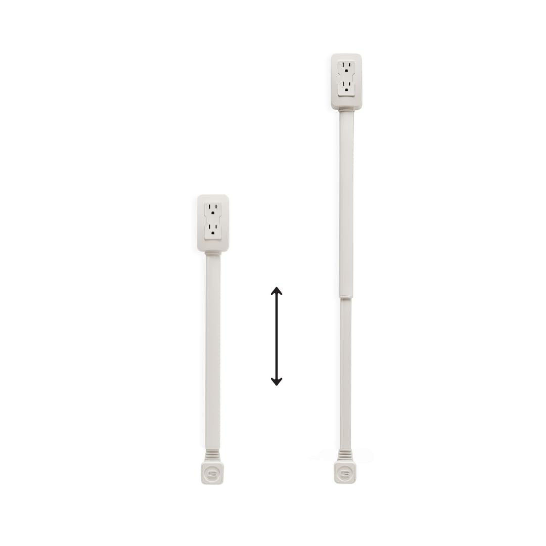 White electrical extension cord with two outlets on a white background